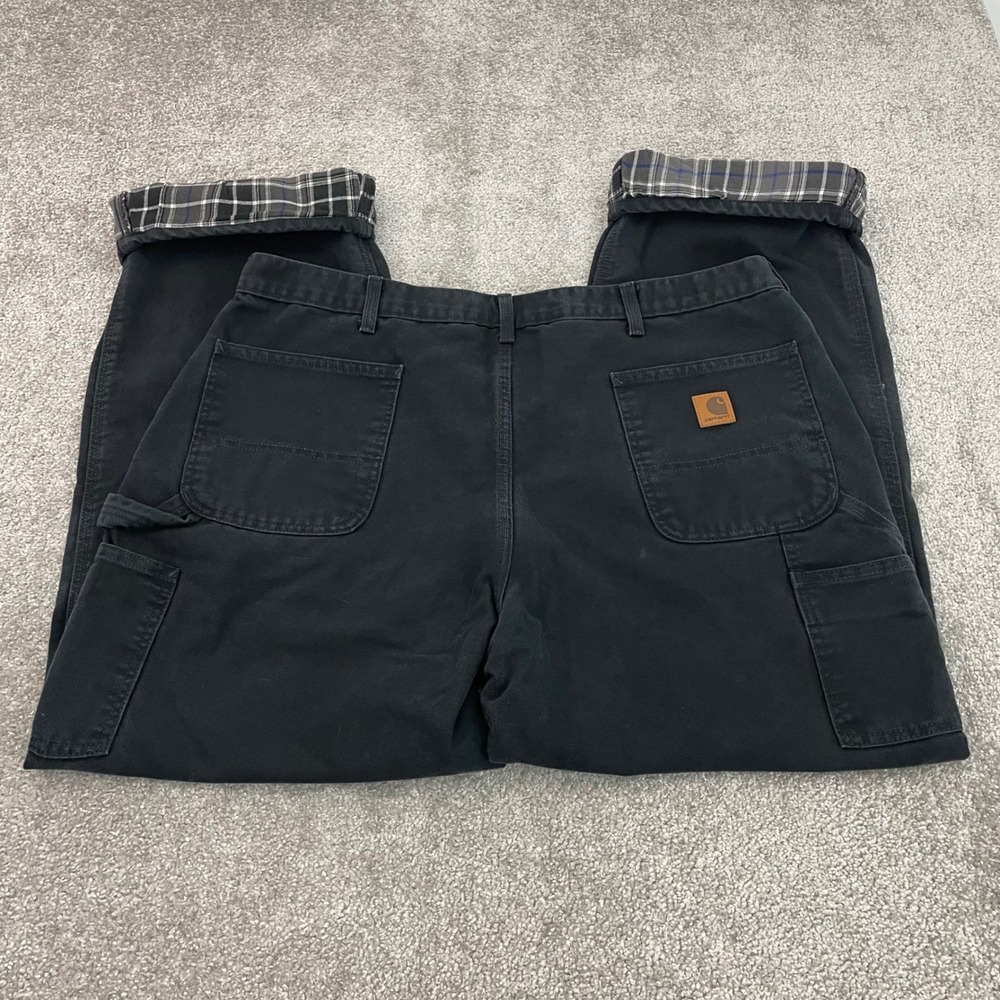 Carhartt Pants Mens 40x32 B111-BLK Original Fit Black Flannel Lined (Tag 42x32)